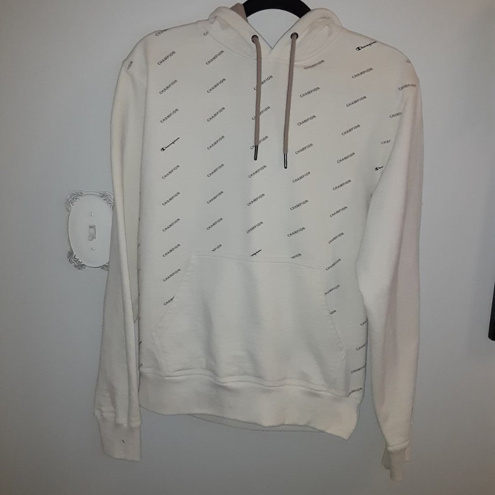 Champion Men's All Over Logo Hoodie Size S
